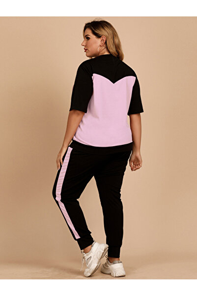 FridayIn Casual Round neck Color contrast Splicing Regular sleeve Plus Size Suits