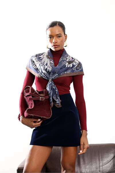 5in1Canpolat Navy Blue Velvet Mini Skirt