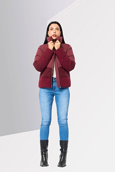 Lacoste Women Quilted Puffer Jacket, Maroon