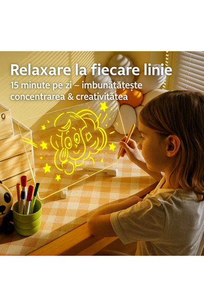 AUXITO Tablă desen și mesaje LED, markere cu 7 culori, acrilic pentru copii și activități recreative