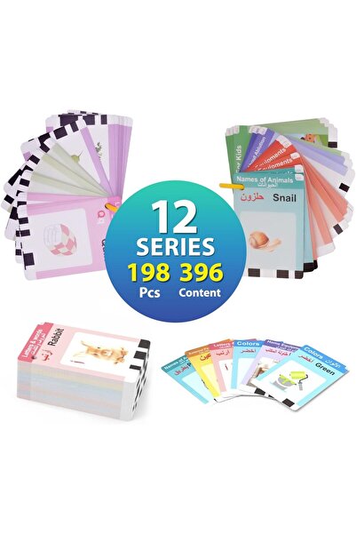 R REVA Bilingual English-Arabic Flash Card Game for Toddlers by REVA — 198 Cards (396 Words), Ages 2–6