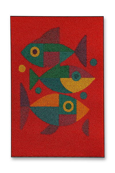 Rugs Modern Halı MOSSO Balık Temalı Desen Dokuma Taban Vintage Dekoratif Kili...