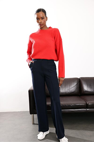 5in1Canpolat Lacivert Önü Çimalı Palazzo Pantolon 257032