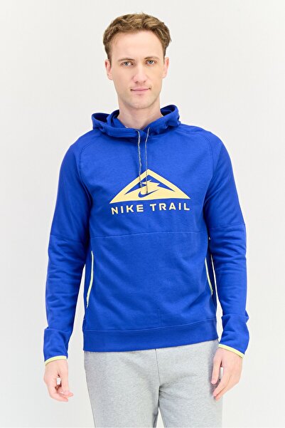 Nike هودي رجالي للجري بأكمام طويلة من Dri-Fit، أزرق