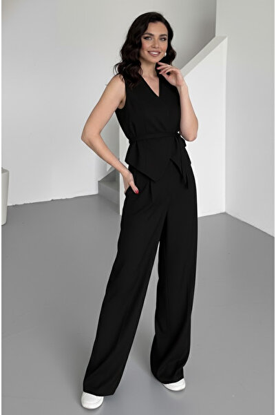 My Blog Black Miranda Fabric Vest Pants Set - 8456