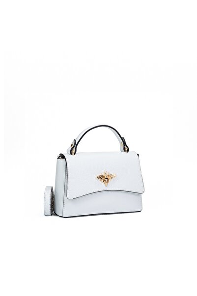 Posete Fagaras Kirsti Leather Purse - White, 1 Compartment, Casual Bag Made of Genuine Leather, Handbag, Bags