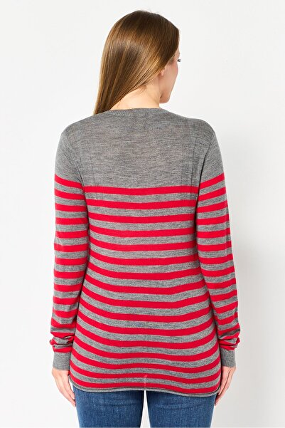 Lacoste Women V Neck Embroidered Logo Long Sleeve Sweater, Multicolor