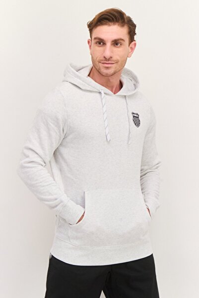 K-Swiss Men Hooded Long Sleeve Brand Logo Sweatshirt, White