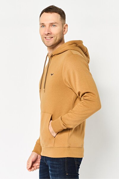Threadbare Men Hooded Embroidered Logo Long Sleeves Sweatshirt, Camel