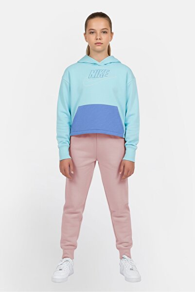 Nike Kids Girl Embroidered Logo Long Sleeve Outdoor Sweatshirt, Multicolor