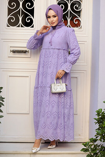 N.S NEVA STYLE Φόρεμα Τεσετύρα με κορδόνια λιλά 13440LILA