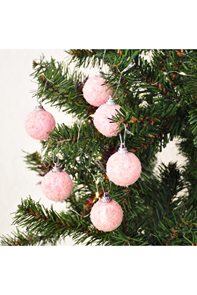 BEST PARTİ Σετ 6 ροζ στολίδια χριστουγεννιάτικου δέντρου 4 εκ.