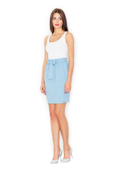 Figl Fustă elegantă cu talie înaltă și fundă, albastră M524, mărimea M