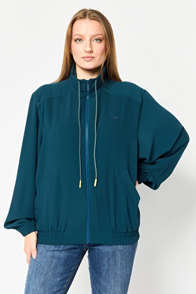 Lacoste Women Embroidered Logo Windbreaker Jacket, Teal