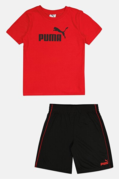 Puma Kids Boy 2 Pieces Brand Logo Short Sleeve T-Shirt And Shorts Set, Multicolor