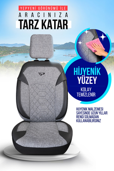 Panda Kılıf Panda Bremen Series Linen Fabric Car Seat Cover - Full Set