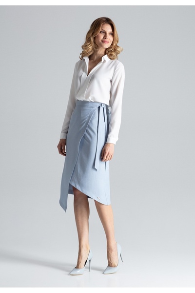 Figl Fustă asimetrică cu noduri, albastru deschis, M629, mărimea M