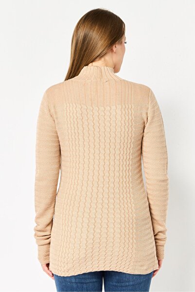 Lacoste Women Mock Neck Brand Logo Sweater, Beige