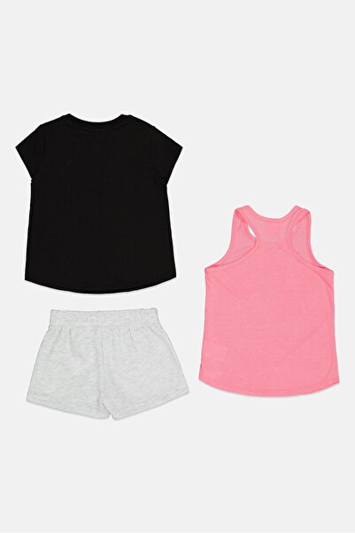 Puma Kids Girl 3 Pieces Brand Logo Short Sleeve T-Shirt And Shorts And Top Set, Multicolor