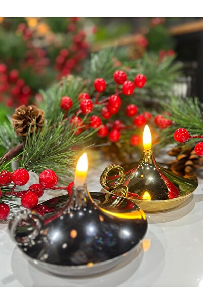 Ekodoğa 2'li Set Işıklı Gaz Lambası Nostaljik Gaz Lambası Bahçe Dekorasyon Ay...