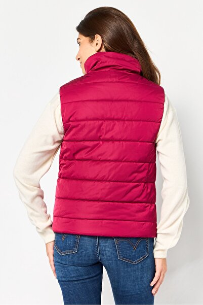 Lacoste Women Quilted Jacket Vest, Maroon