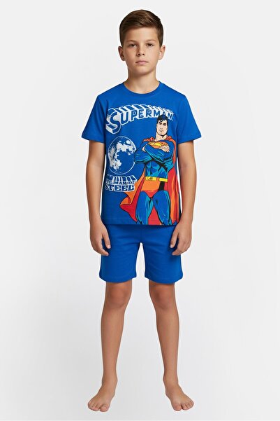 DC Kids Boy 2 Pcs Superman Short Sleeve Top And Shorts Pajama Set, Multicolor