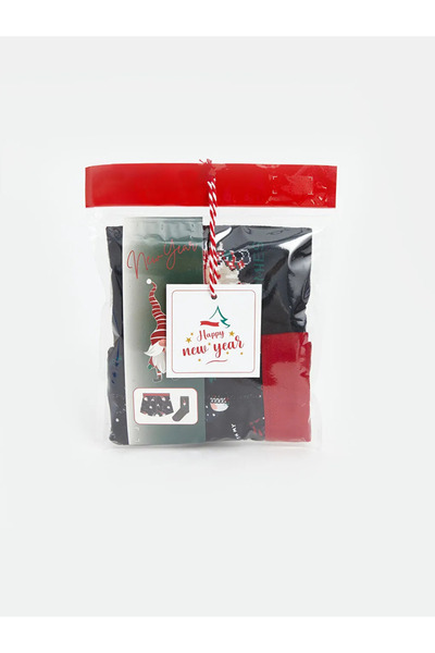 LC Waikiki Black New Year Themed Men's Boxers and Socks
