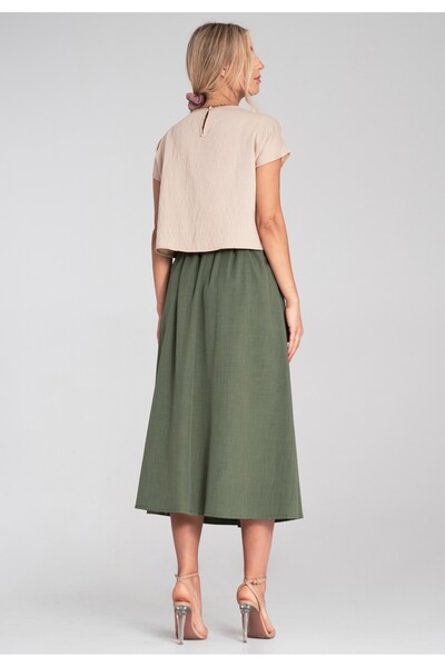 Figl Elegant skirt with pockets - Skirt with belt - Green M1201 size L/XL