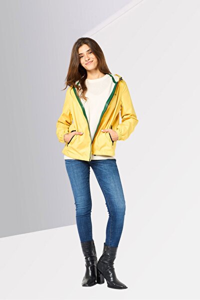 Lacoste Women Brand Logo Hooded Widbreaker Jacket, Dark Yellow