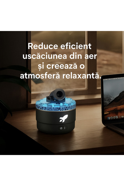 AUXITO Volcanic Flame Humidifier and Aromatherapy Diffuser with RGB LED Light, 360° Steam Jet