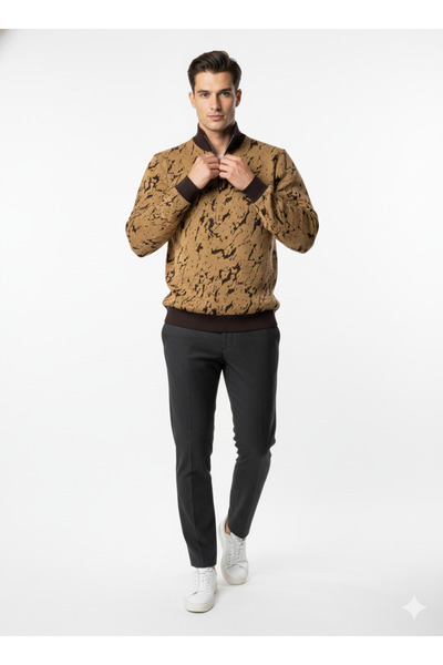 Okté Ανδρικό φούτερ με φερμουάρ – Jacquard Terrain (Unique Edition)