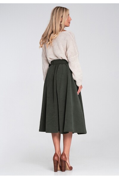 Figl Elegant skirt with elastic waist - Skirt with belt - Green M1234 size M