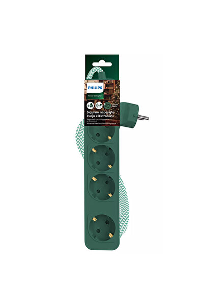 Philips Extension cord with 4-way switch, 1.5M (green color)