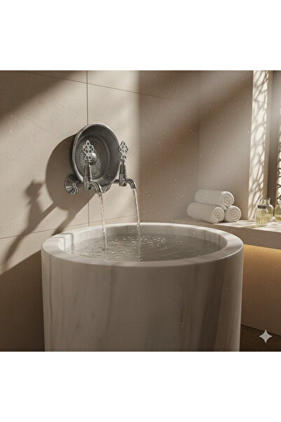 EMFA AKSESUAR Krom Eskitme Kurna Seti - Hamam Muslukları Seti 2 AdetKrom Musl...