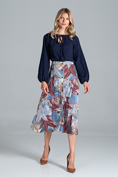 Figl A-line flared midi skirt - floral button skirt M830 size S/M