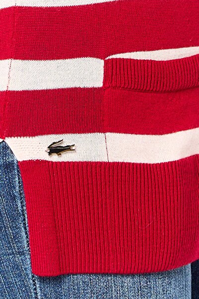 Lacoste Women Mock Neck Stripe Sweater, Multicolor