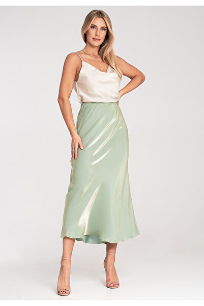 Figl Satin midi skirt - Green skirt M1084 Size L/XL