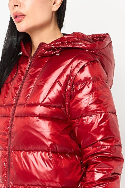 Lacoste Women Quilted Puffer Jacket, Red