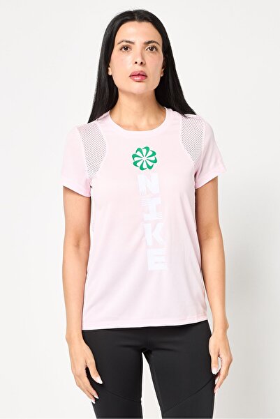 Nike Women Standard Fit Short Sleeve Running T-Shirt, Pink
