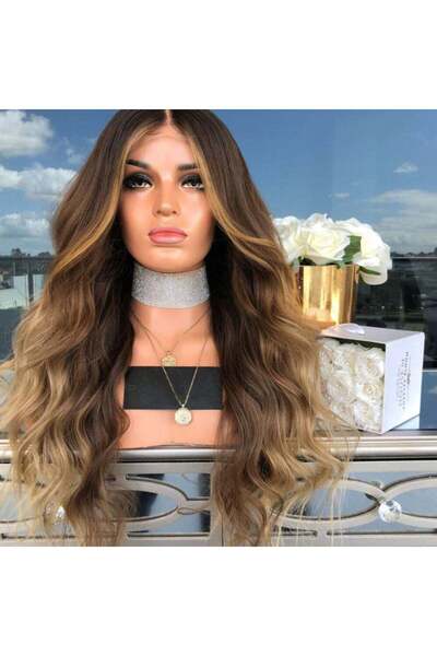 Generic 22 Inch Natural Soft Long Wavy Ombre Blonde Heat Resistant Synthetic Fiber Hair Wig Multicolor 30 X
