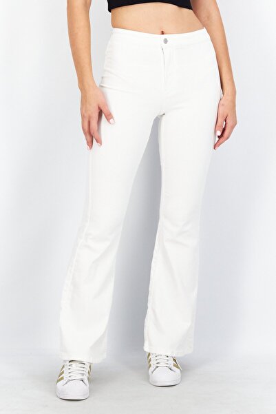 Don't Call Me Jennyfer Women Wide Leg Plain Denim Pants, White