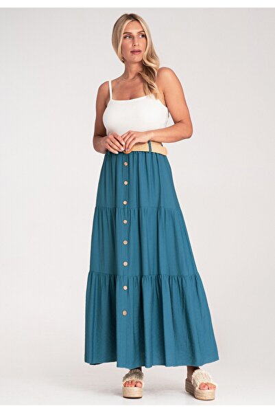 Figl Front Button Skirt - Summer Maxi Skirt - Blue M1222 size L/XL