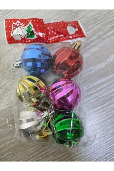 BEST PARTİ 4 سم 6 قطع كرة شجرة الشجرة ذات اللون المختلط بنمط مخطط