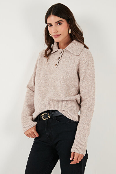 Lela Wool Blend Regular Fit Buttoned Polo Neck Sweater Polo Neck Sweater 4617019