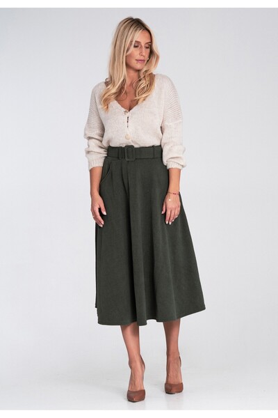 Figl Elegant skirt with elastic waist - Skirt with belt - Green M1234 size M