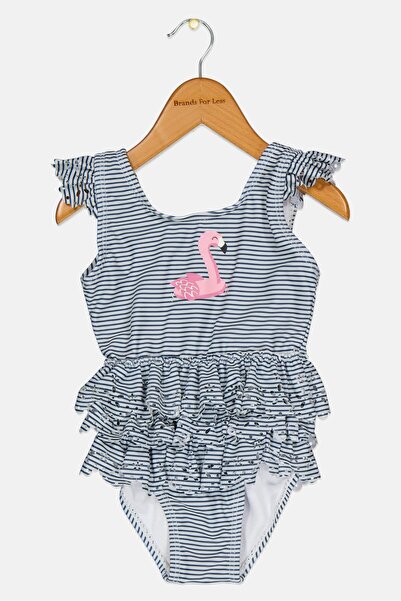 Cool Club Toddlers Girl Stripe Sleeveless Swimsuit, White