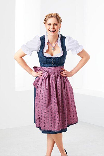 Tchibo Women Allover Print Midi Dress, Navy Blue