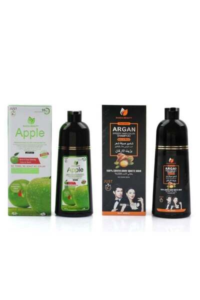 SAADA BEAUTY صبغة شامبو طبيعية سوداء خالية من الأمونيا، مستخلص التفاح الأخضر ...