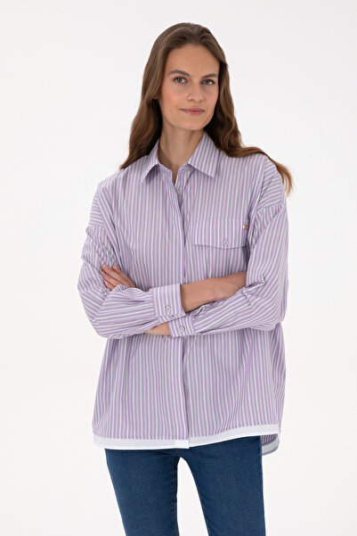 U.S. Polo Assn. Women's Purple Striped Long Sleeve Shirt 50316369-Vr245