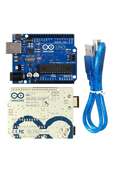 Arduino لوحة تطوير Uno R3 مع كابل USB أزرق/أسود/رمادي